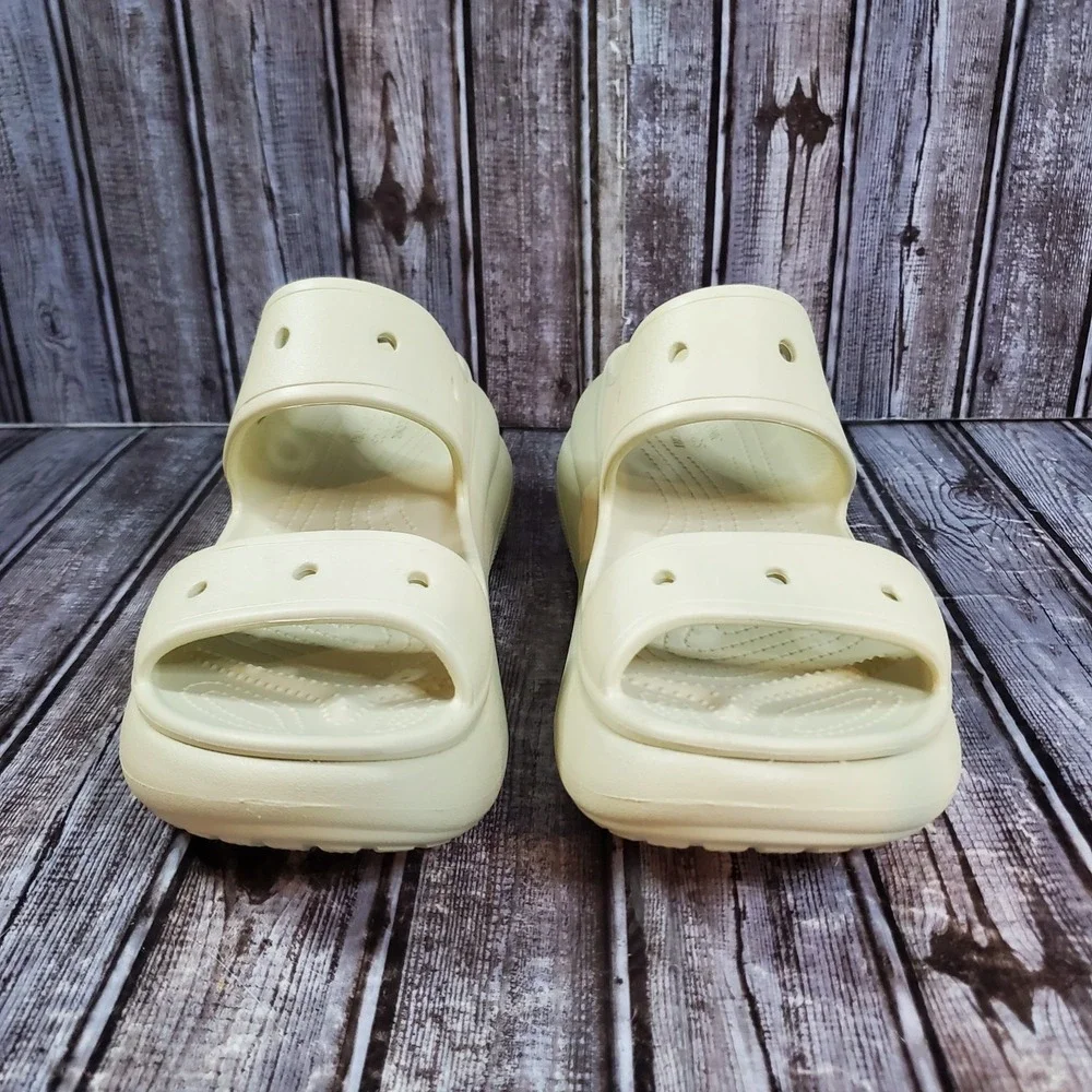 Crocs Men's Classic Crush Sandal Bone Off White Platform Slide Size 11